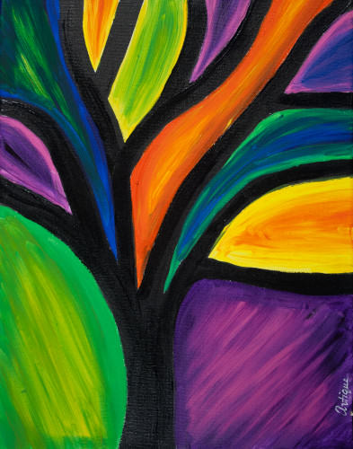 393x500 Family Paint Morning Cool Colorful Tree Artique - Cool Tree Painting