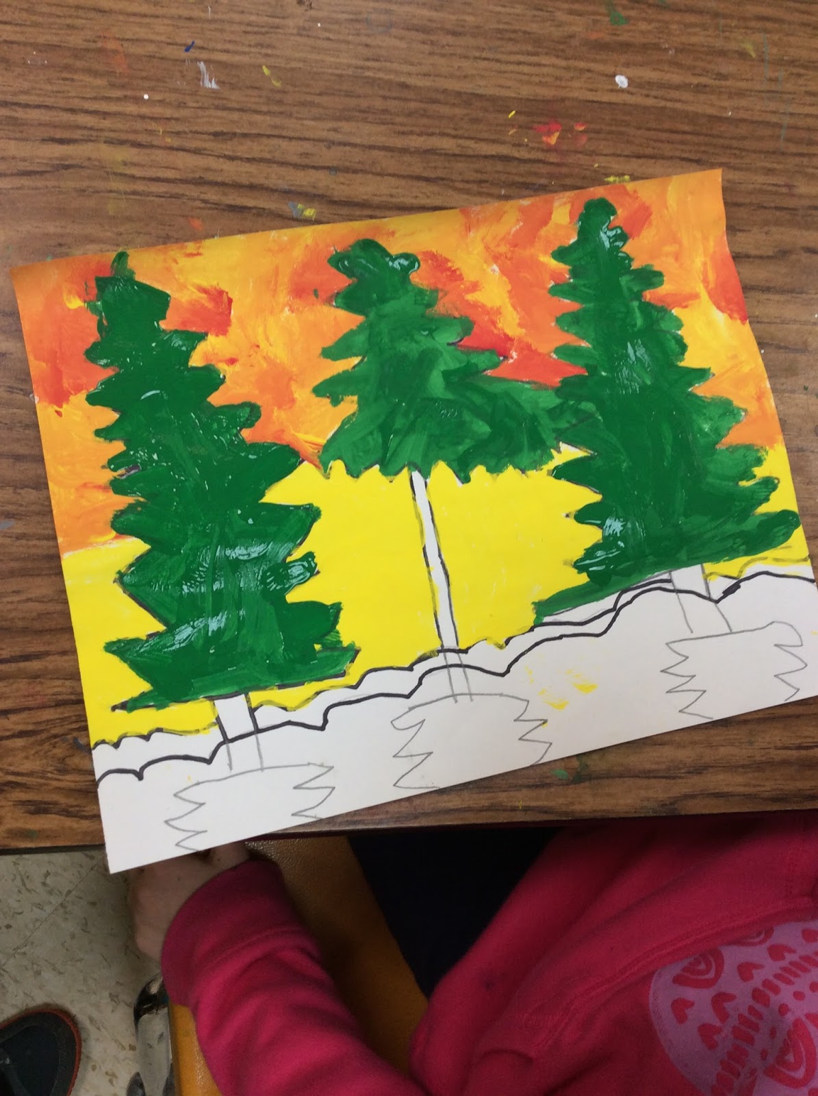 1195x1600 Art Is Primary Kindergarten Cool And Warm Trees - Cool Tree Painting