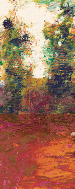 240x602 Warm And Cool Colors, Abstract Landscape Painting, Calligraphy - Cool Tree Painting