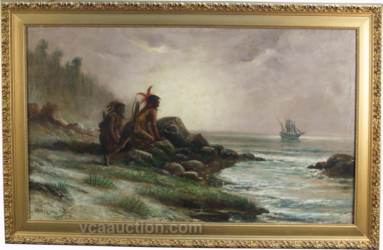 1223x800 Original Oil Painting By Adm Cooper Depicting 2 Indian - Cooper Painting