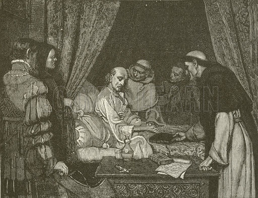 512x394 Death Bed Of Copernicus, From The Painting By E Blair Leighton - Copernicus Painting