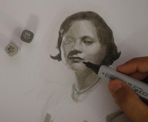 480x396 How To Use Copic Markers To Render A Portrait Copic - Copic Marker Painting