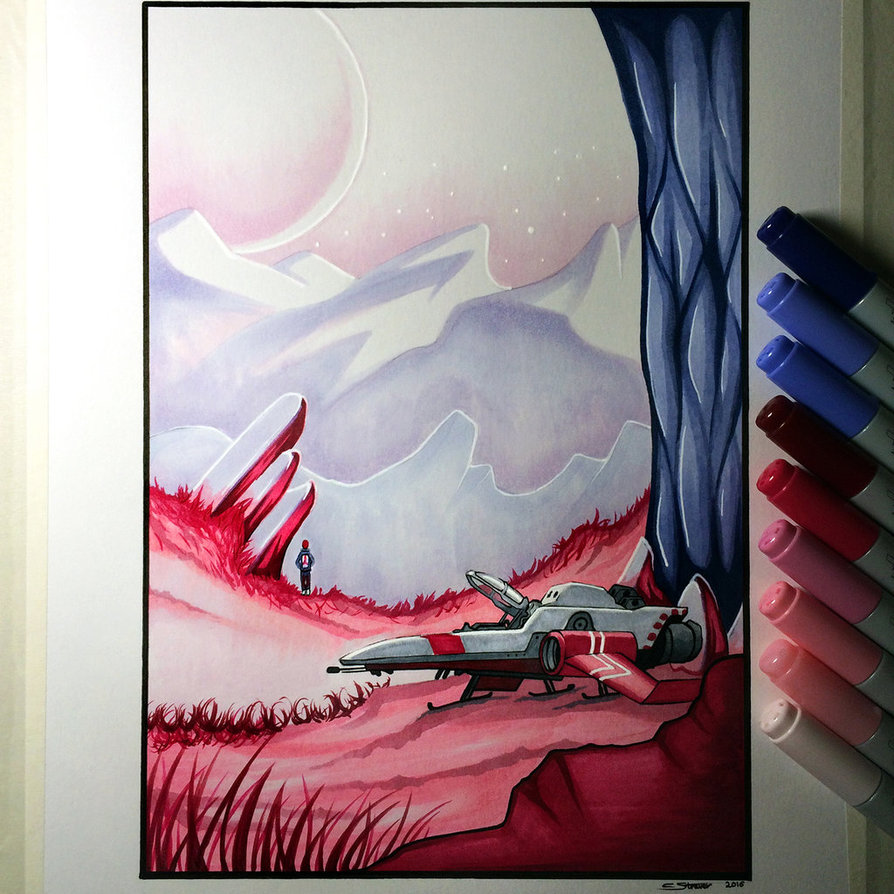 894x894 No Man's Sky - Copic Marker Painting