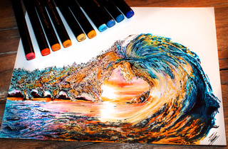 320x210 Wave - Copic Marker Painting