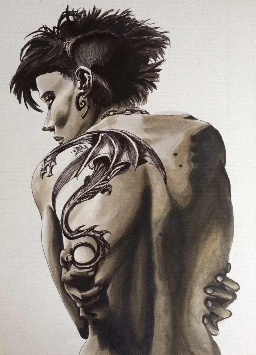 867x1200 Girl With The Dragon Tattoo - Copic Painting
