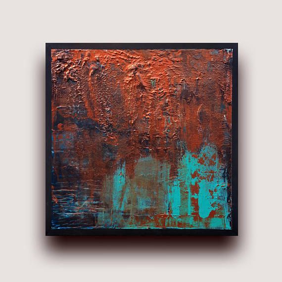 570x570 Metallic Abstract Painting, Acrylic Abstract Art, Copper Wall Art - Copper Painting