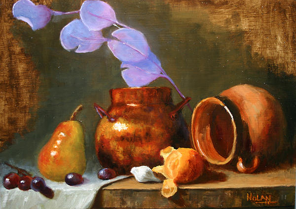 600x424 Copper Pot With Clay Pot Painting By Keith Nolan - Copper Painting