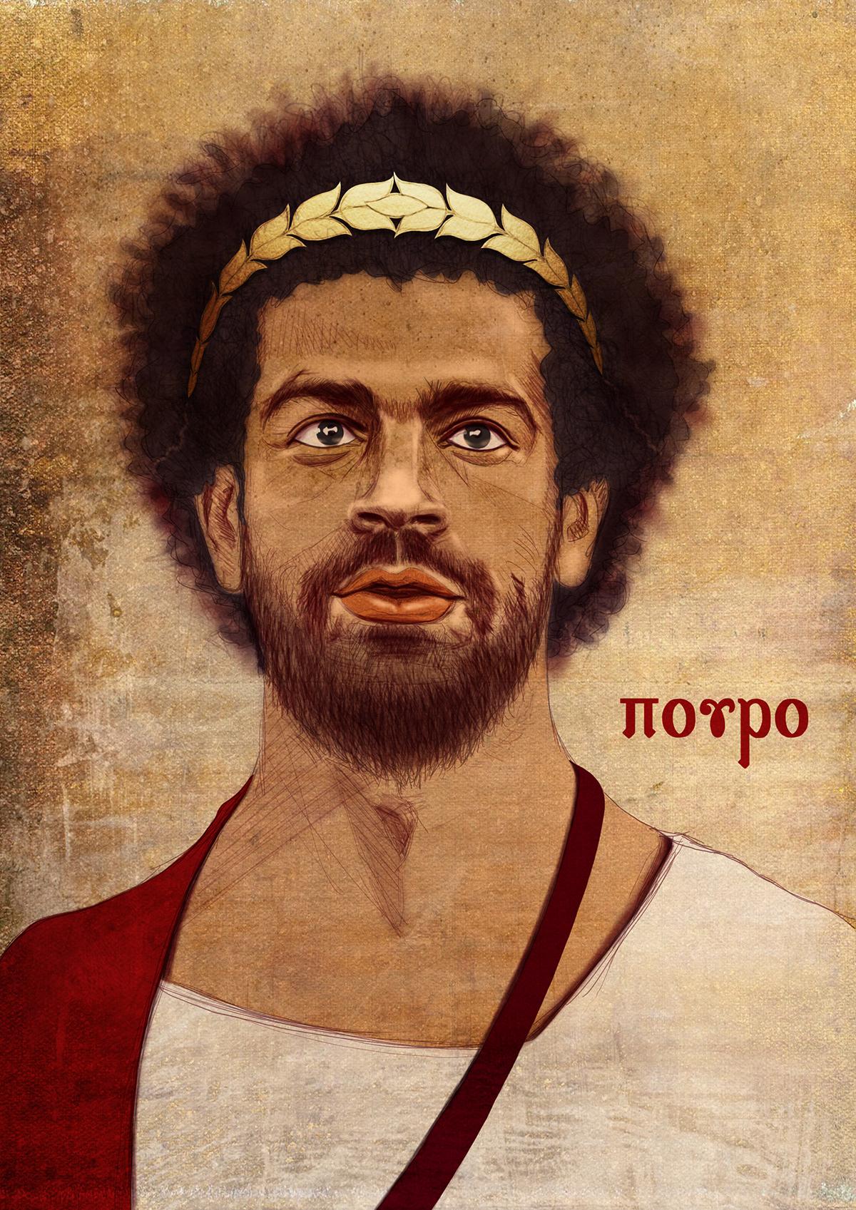1200x1697 Mo Salah And Other Egyptian Football Stars Depicted In Coptic - Coptic Painting