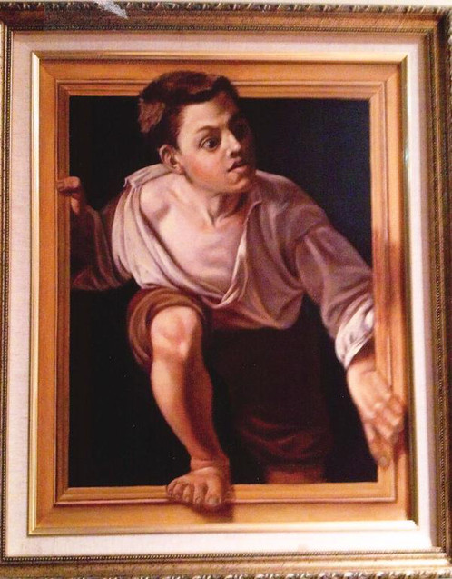 498x637 Boy Climbing Out Of A Painting (Copy) - Copy Painting