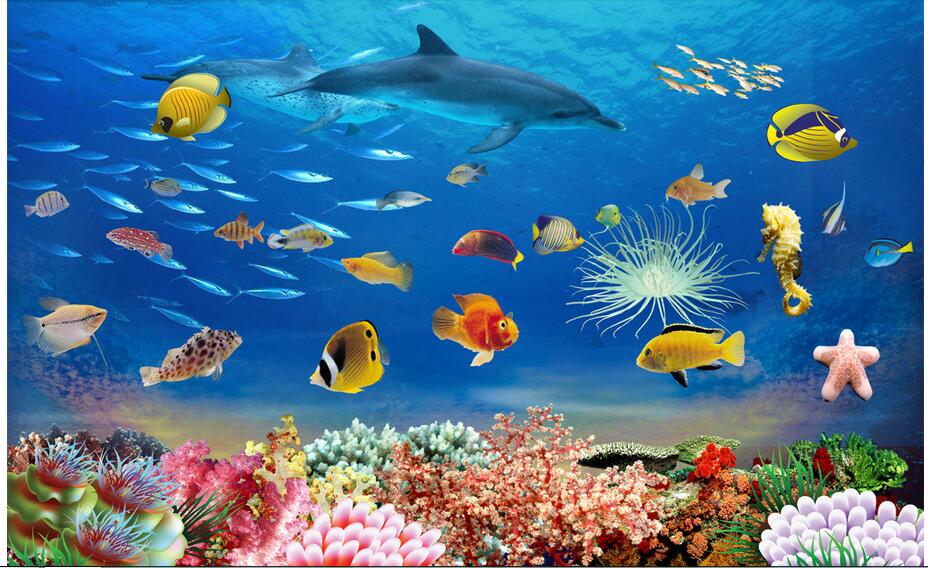 928x568 Custom Photo 3d Wallpaper Non Woven Mural Wall Sticker 3 D Dolphin - Coral Painting