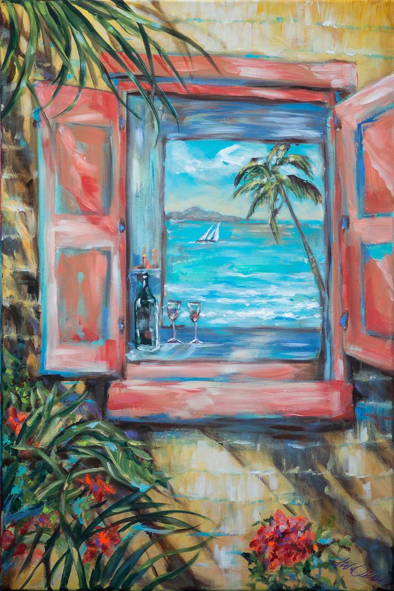 770x1156 Saatchi Art Island Bar Coral Painting By Linda Olsen - Coral Painting