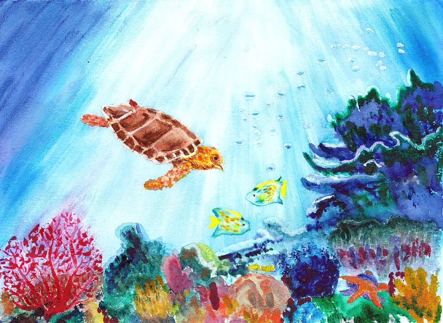 900x656 Coral Reef Painting By Donna Walsh - Coral Painting