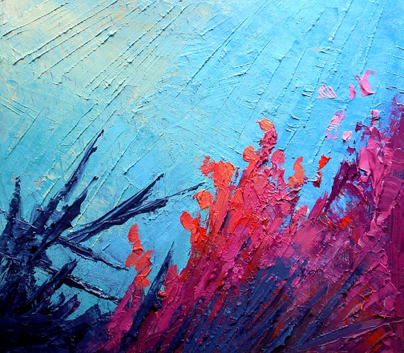 570x499 Seascape Painting Underwater Painting Coral Reef 8x8 - Coral Reef Painting