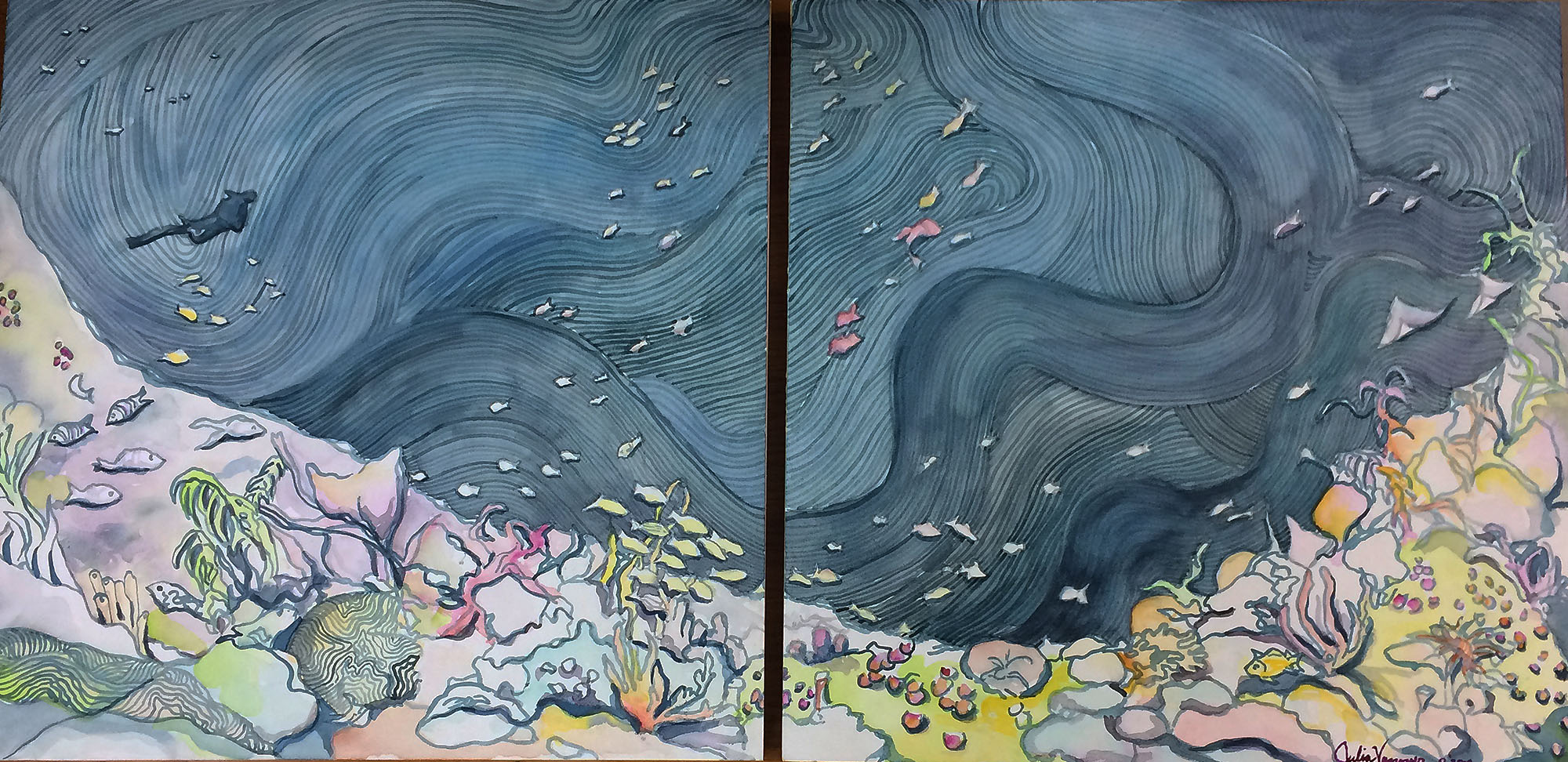 2000x972 Coral Reef - Coral Reef Painting