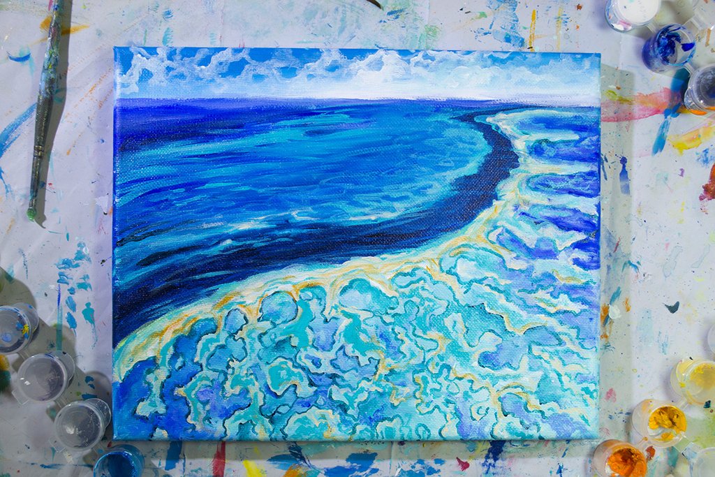 1024x683 Great Barrier Reef Aerial View - Coral Reef Watercolor Painting