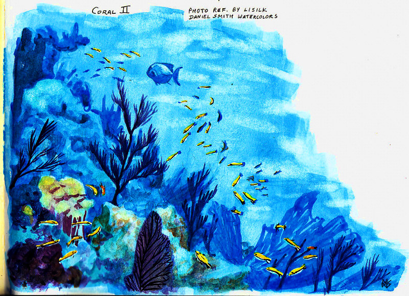 800x579 Water Folio One (Moleskine A4 Watercolor Folio) - Coral Reef Watercolor Painting