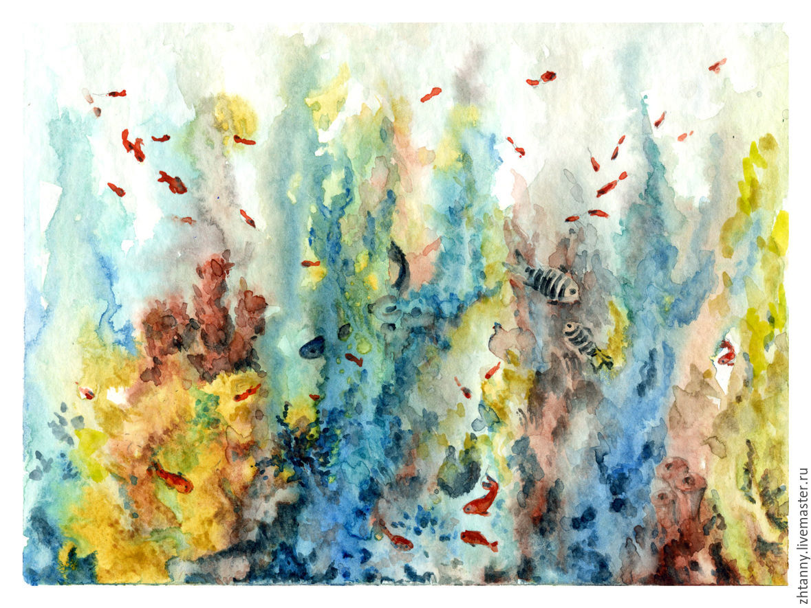 1179x885 Watercolorcoral Reef Shop Online On Livemaster With Shipping - Coral Reef Watercolor Painting