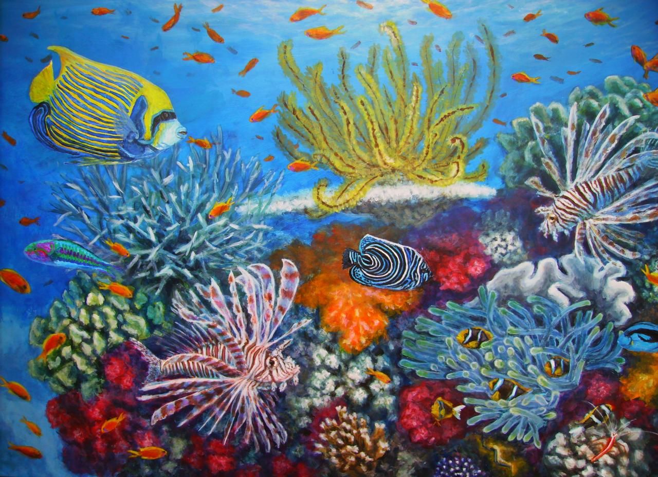 1280x928 Belote Ocean Art - Coral Reef Watercolor Painting