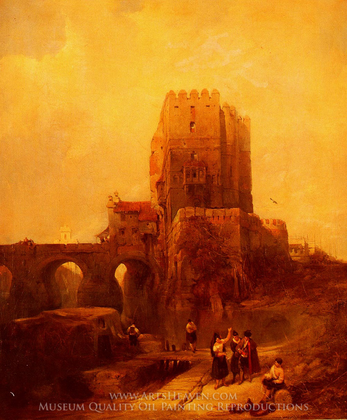 677x820 Reproduction Painting David Roberts Moorish Tower On The Bridge - Cordova Painting