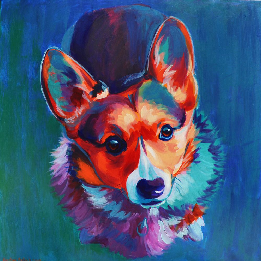 1000x1000 Mr. Dawson - Corgi Painting