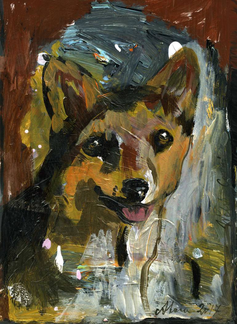 770x1052 Saatchi Art Welsh Corgi Painting By Agnieszka - Corgi Painting