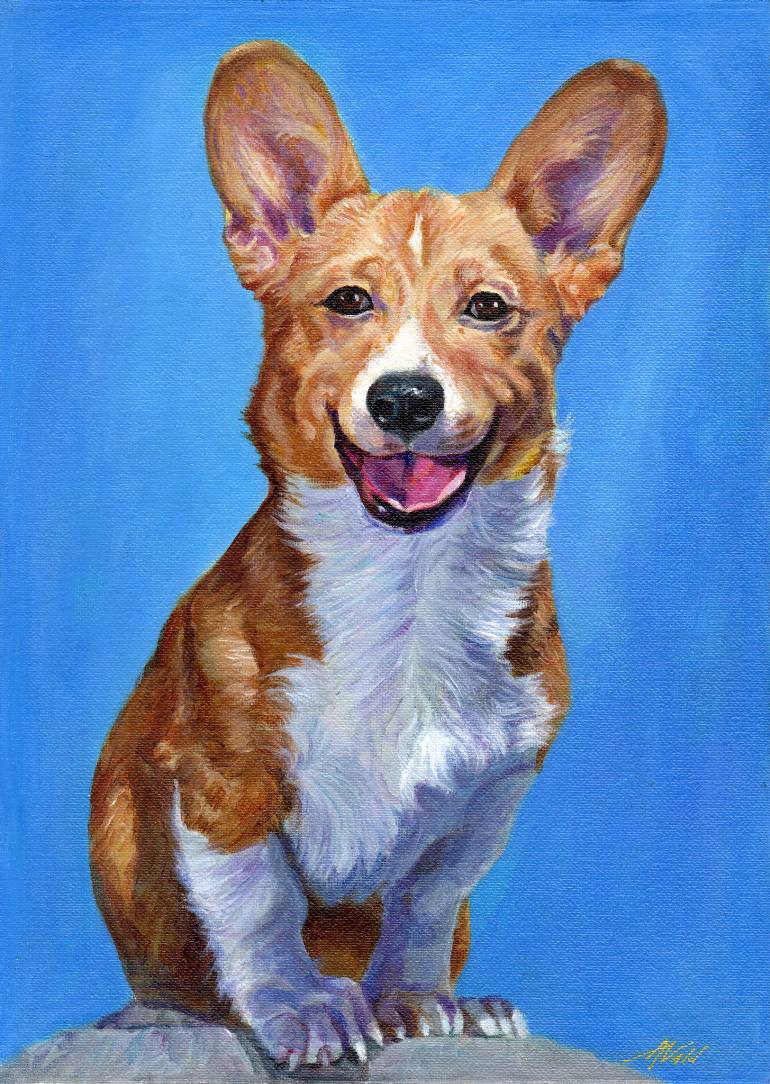 770x1084 Saatchi Art Welsh Corgi Painting By Alex Vald - Corgi Painting