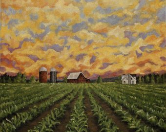 340x270 Cornfield Painting Etsy - Corn Field Painting