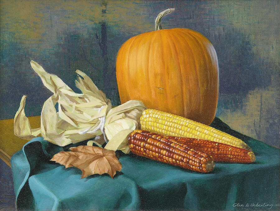 900x679 Indian Corn And Painting By Glen Heberling - Corn Painting