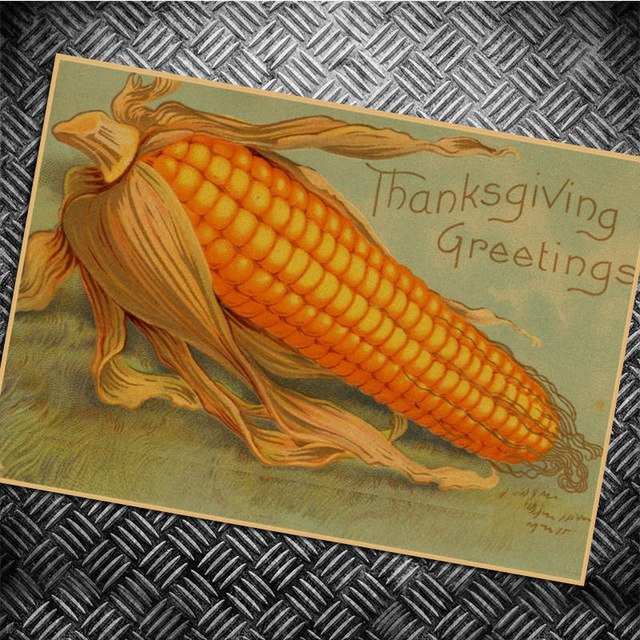 640x640 Vintage Thanksgiving Day Corn Poster Posters Simple Creative Kraft - Corn Painting