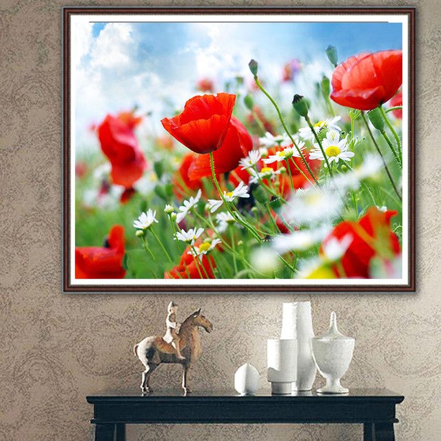 640x640 Diamond Embroidery Diy Diamond Painting Cross Stitch Kits Diamond - Corn Poppy Painting