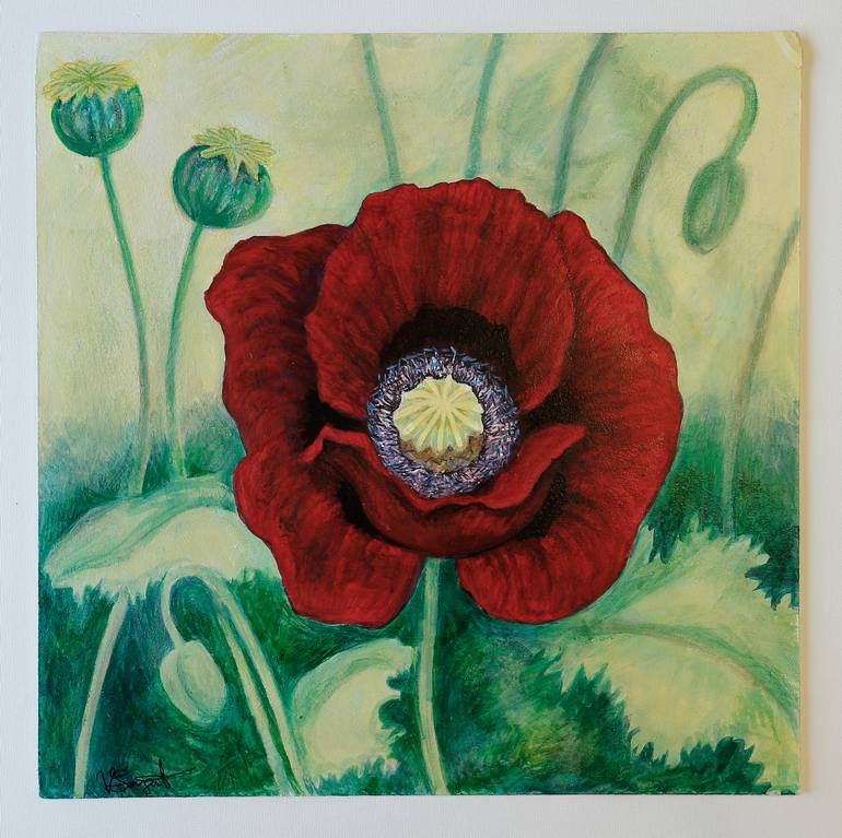 770x767 Saatchi Art Poppy Painting By Vicky Sargent - Corn Poppy Painting