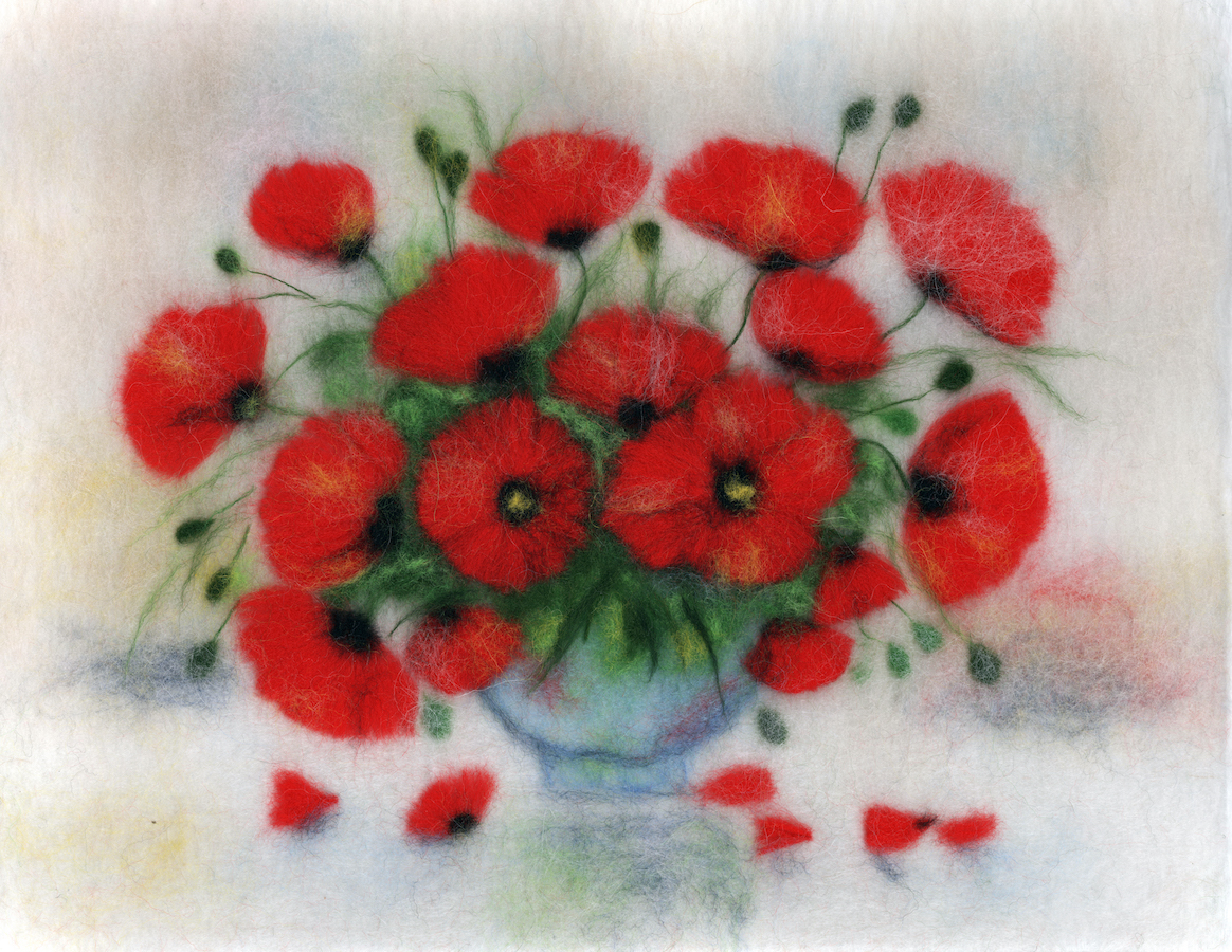 1164x900 Bouquet Of Poppies Wool Painting Wool Paintings By Oksana Ball - Corn Poppy Painting