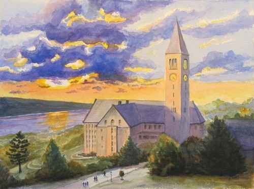 500x372 Painting Sunset From Cornell (Original Art By Nari Mistry) - Cornell Painting
