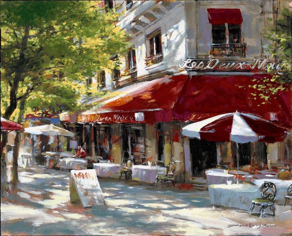 Corner Cafe Painting at PaintingValley.com | Explore collection of ...