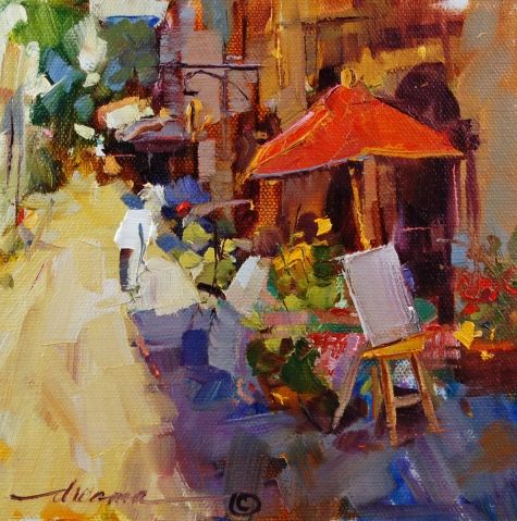 Corner Cafe Painting at PaintingValley.com | Explore collection of ...