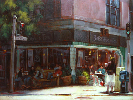 455x340 Artist Hye Seong Yoon Paintings, Prints, Artwork For Sale, Biography - Corner Cafe Painting