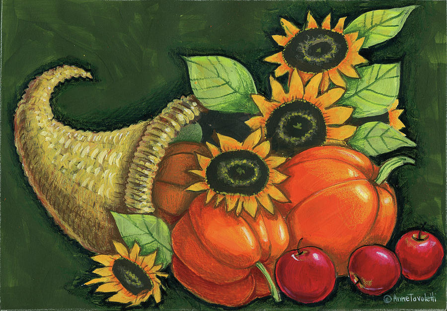 900x627 Cornucopia Painting By Anne Tavoletti - Cornucopia Painting