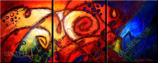 640x255 Cornucopia Oil Painting On Canvas Wall Size Art 3 Panel Wall Art 3 - Cornucopia Painting