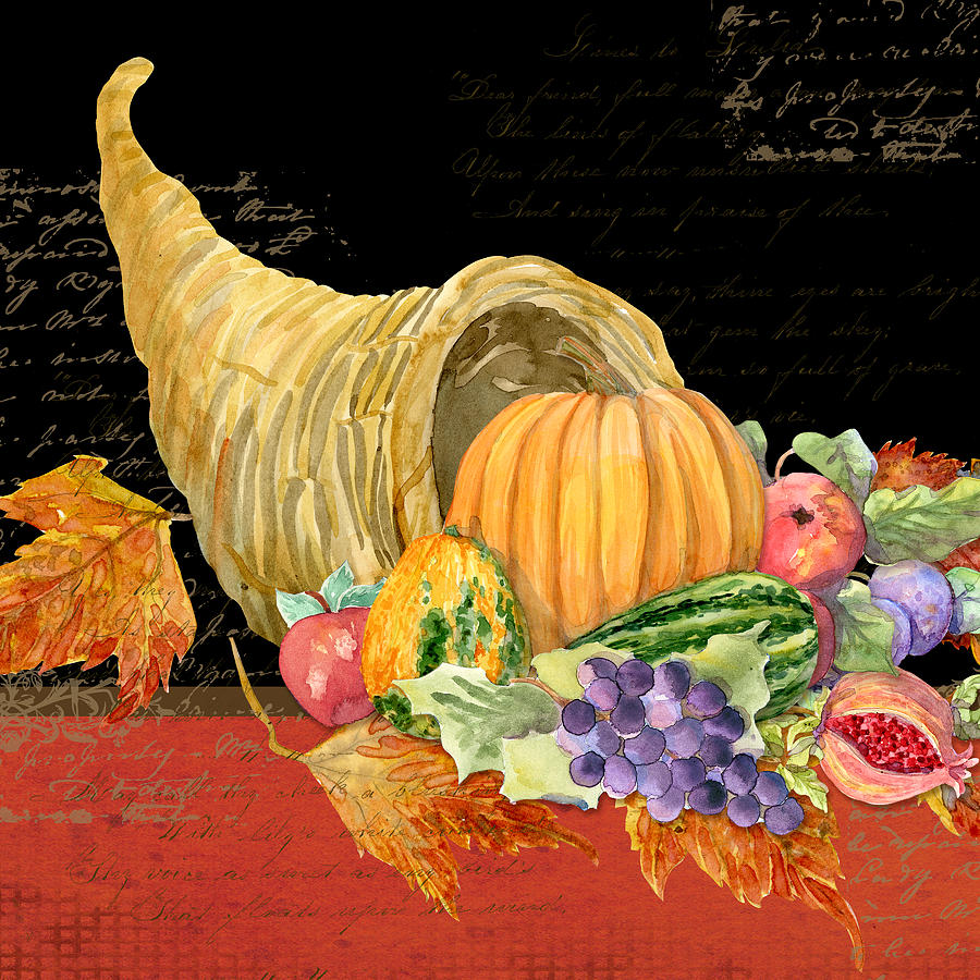 900x900 Harvest Cornucopia Of Blessings - Cornucopia Painting