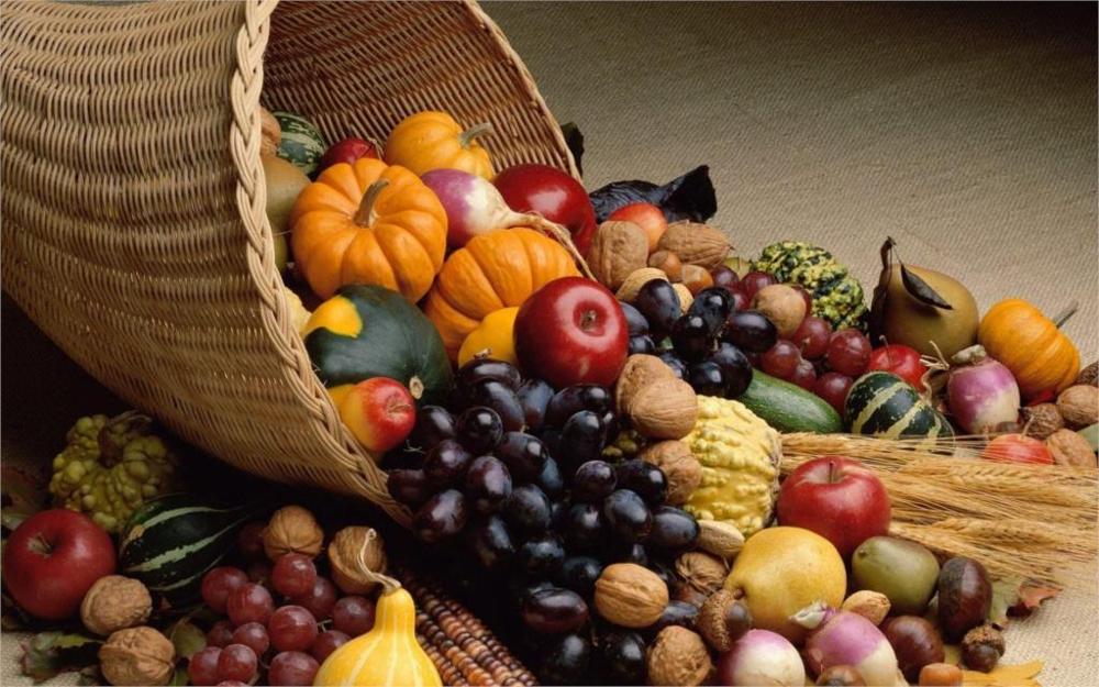 1000x625 Modern Rectangle New Food Vegetables Autumn Season Fruits - Cornucopia Painting
