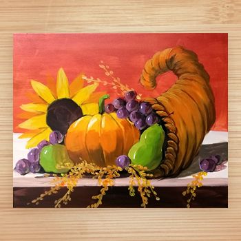 350x350 Painting Of A Cornucopia Filled With Harvested Fruits - Cornucopia Painting