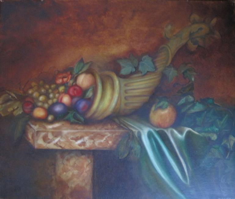 770x655 Saatchi Art Corne D'Abondance Cornucopia Painting By Nelly Crestey - Cornucopia Painting