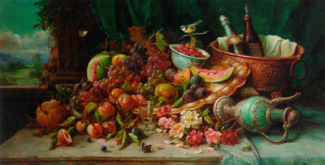 640x325 A Cornucopia Of Fruit And Flowers By Hans Zatzka On Artnet - Cornucopia Painting