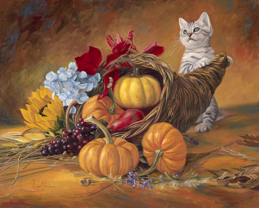 900x723 Thankful Painting By Lucie Bilodeau - Cornucopia Painting