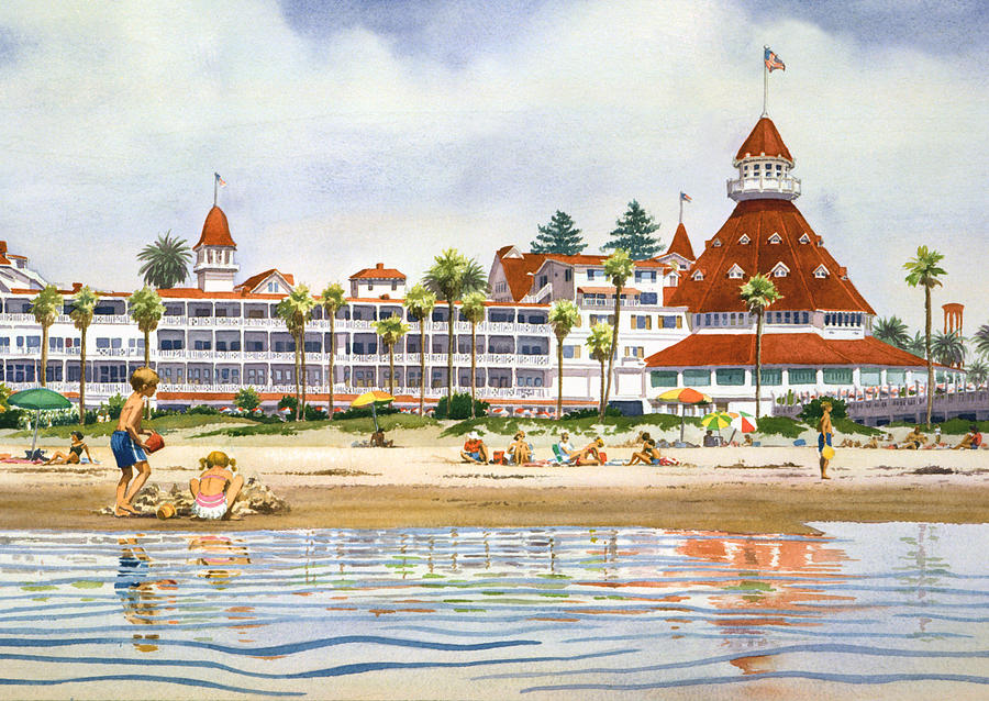 900x638 Hotel Del Coronado From Ocean Painting By Mary Helmreich - Coronado Painting