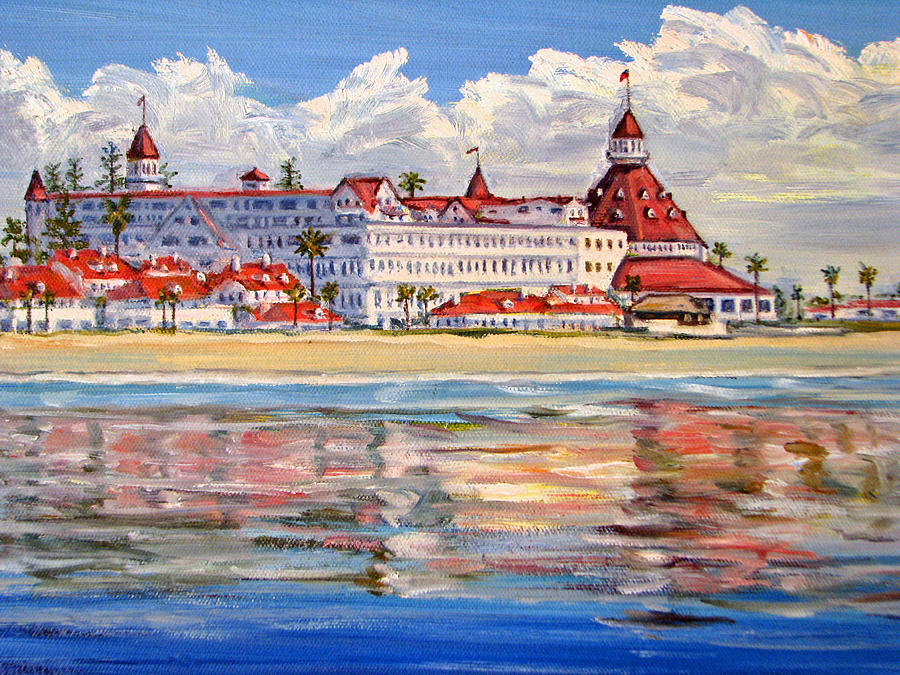 900x675 Hotel Del Coronado Reflections Painting By Robert Gerdes - Coronado Painting