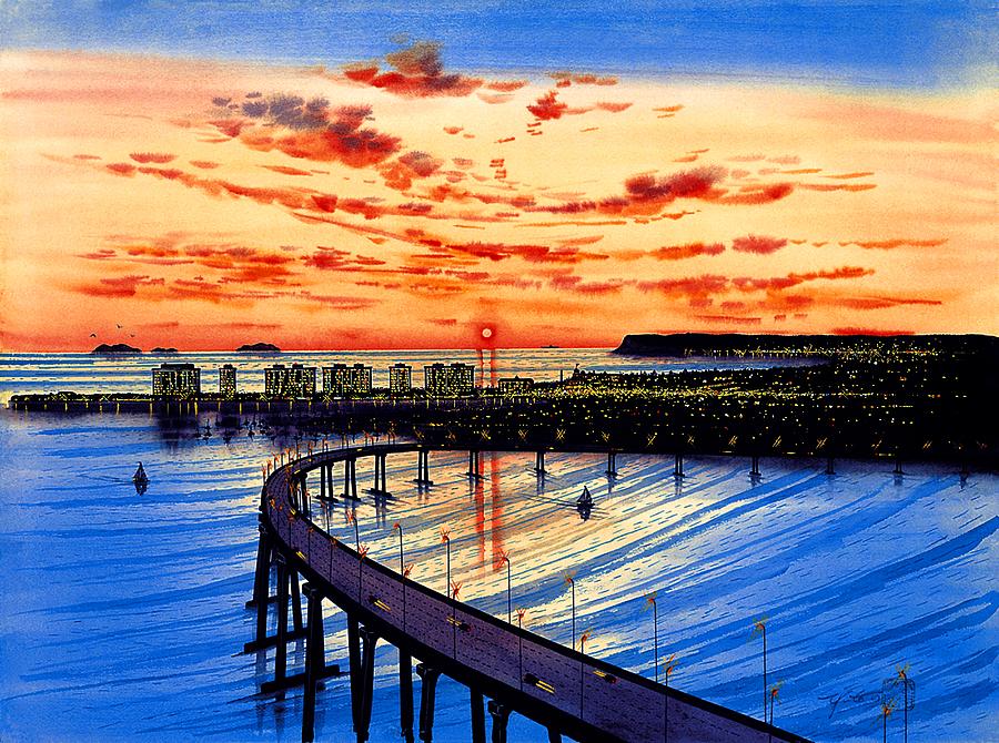 900x670 Coronado Panorama Painting By John Yato - Coronado Painting