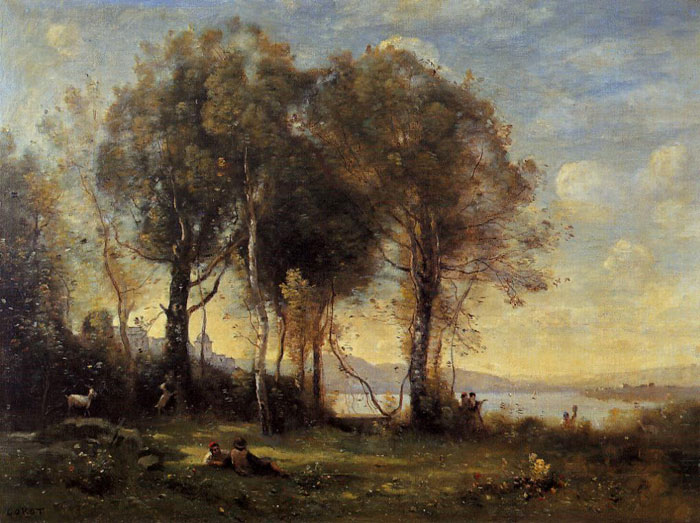 700x523 Goatherds On The Borromean Islands, C.1866 - Corot Painting