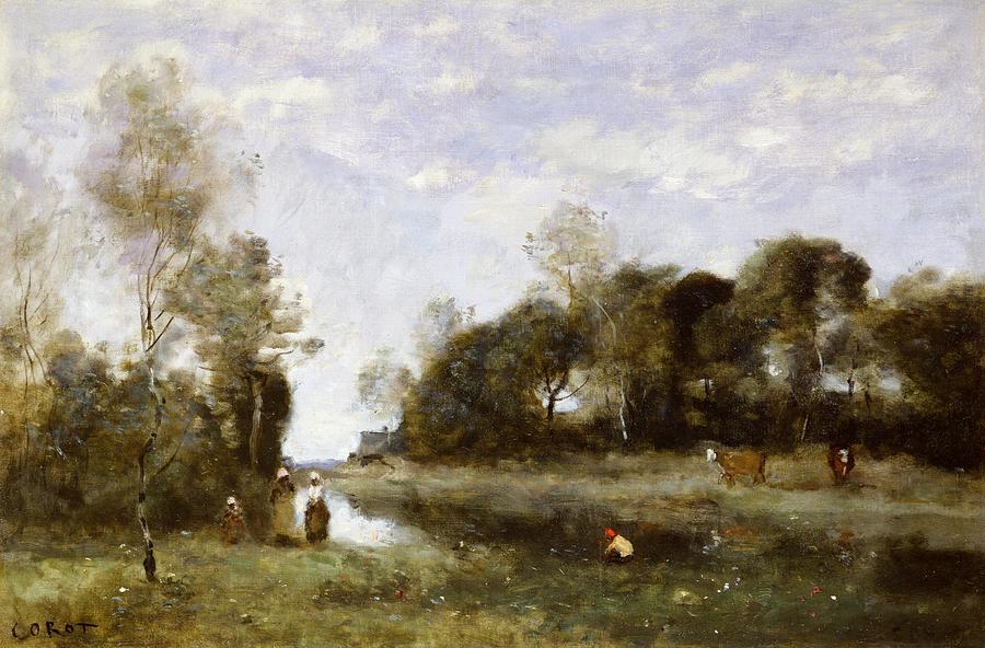 900x592 Souvenir Of The Bresle At Incheville Painting By Jean Baptiste - Corot Painting