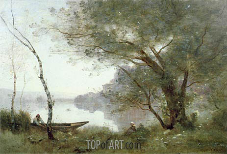 463x313 The Boatman Of Mortefontaine Corot Painting Reproduction 3636 - Corot Painting